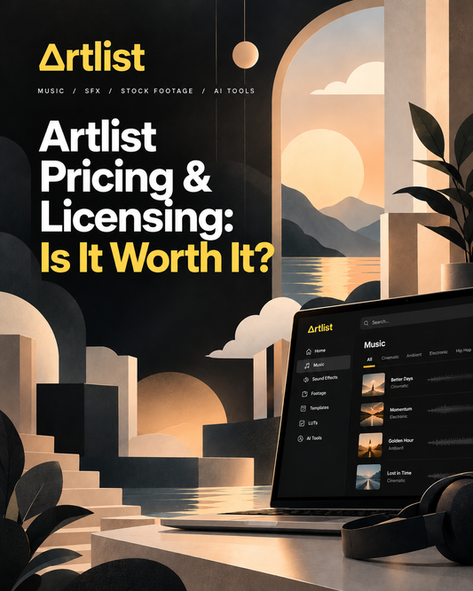 Artlist pricing and licensing guide covering subscription plans, commercial music licenses and client projects